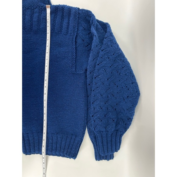 Womens Sz ? Blue Sweater Granniecore Ivy League Tennis Fisherman Cableknit Soft - Picture 4 of 9